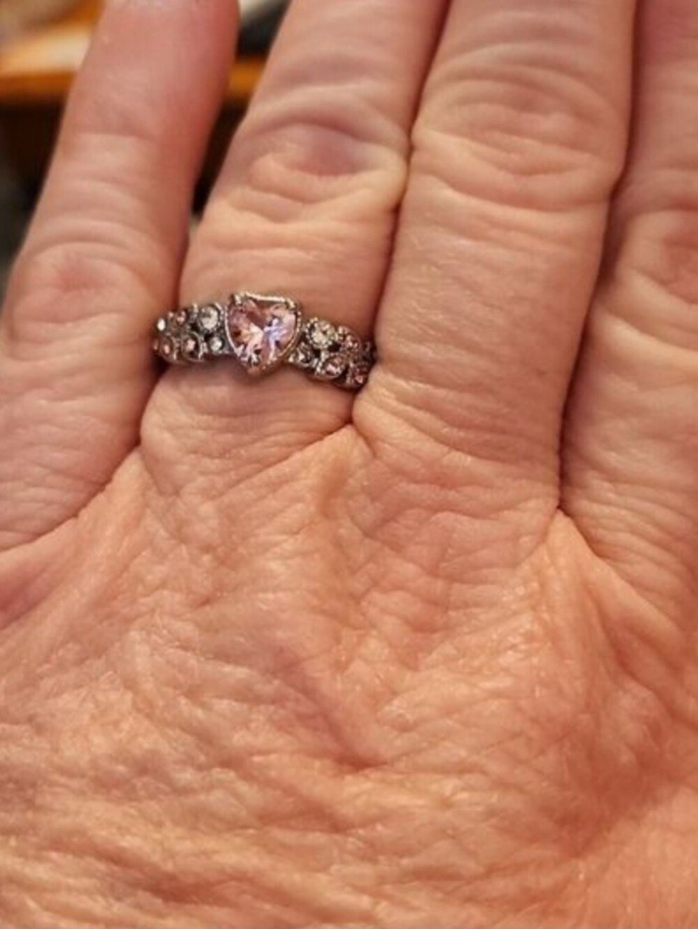 Silver Plated Heart Shaped Stone Ring